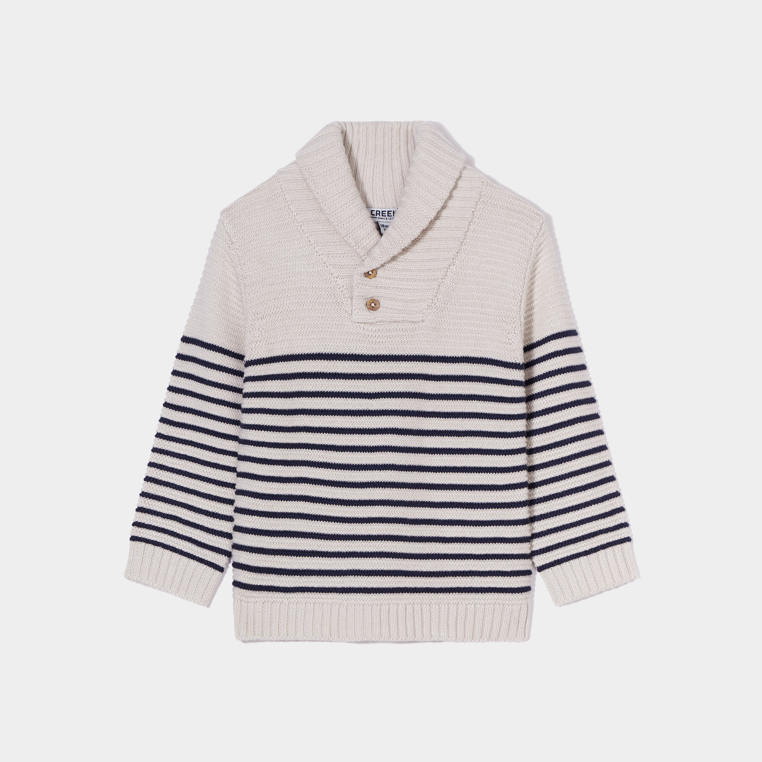 Pull col châle boutonné Creeks blanc bébé garçon | La Halle