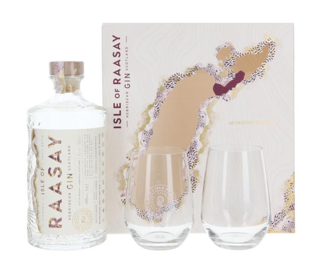 Raasay Hebridean Gin mit 2 Gläsern 0,7 l·46 % vol