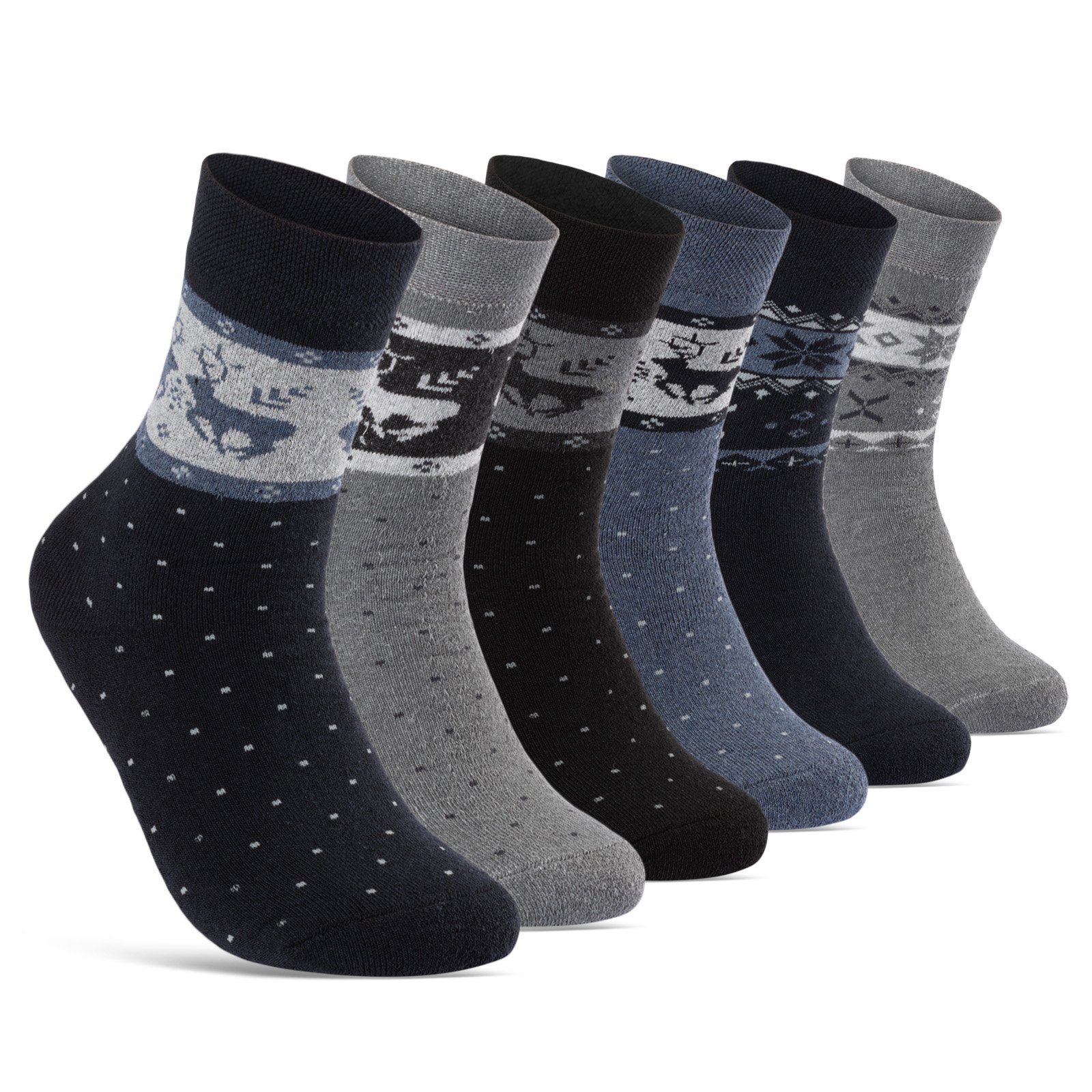 sockenkauf24 Thermosocken 6 oder 12 Paar Damen Wintersocken D27 kuschlig warm (6-Paar, 39-42) mit Innenfrottee - 11827 WP
