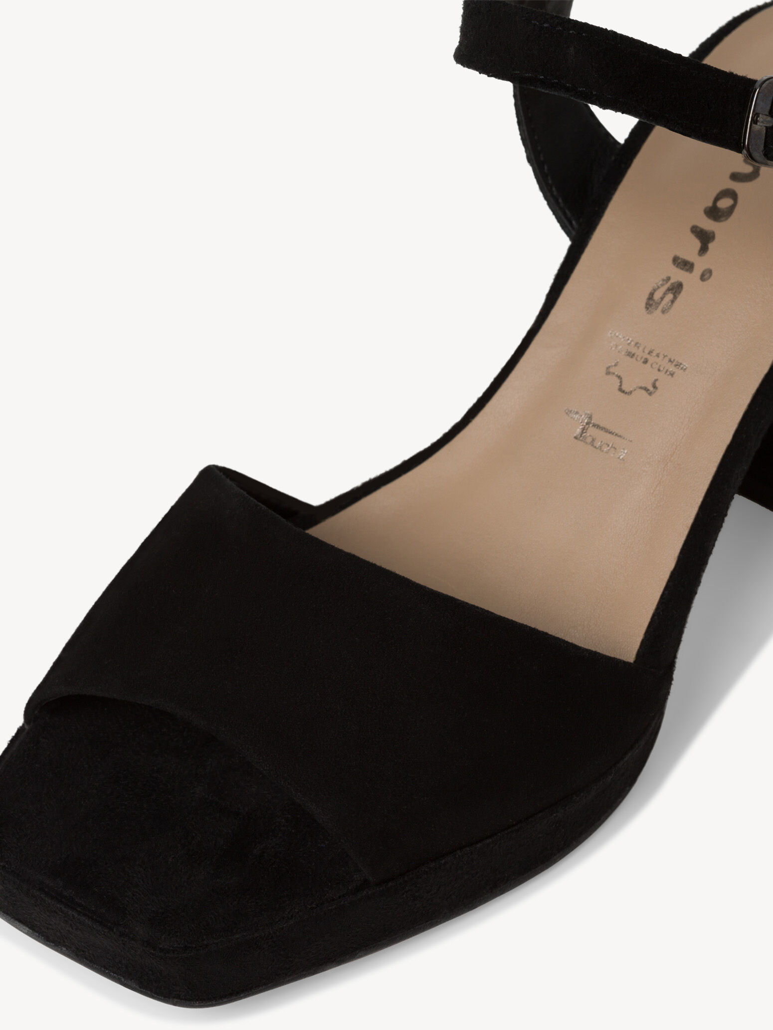 Sandale à talon en cuir - noir