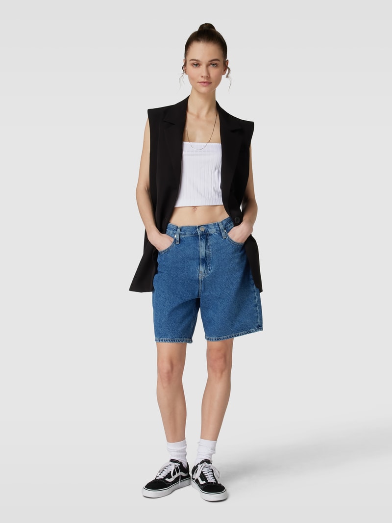 Jeansshorts aus reiner Baumwolle mit Label-Detail in jeans