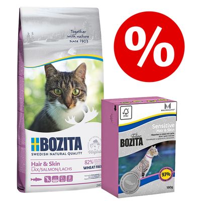 2 kg Trockenfutter + 6 x 190 g Nassfutter Bozita Feline Mischpaket