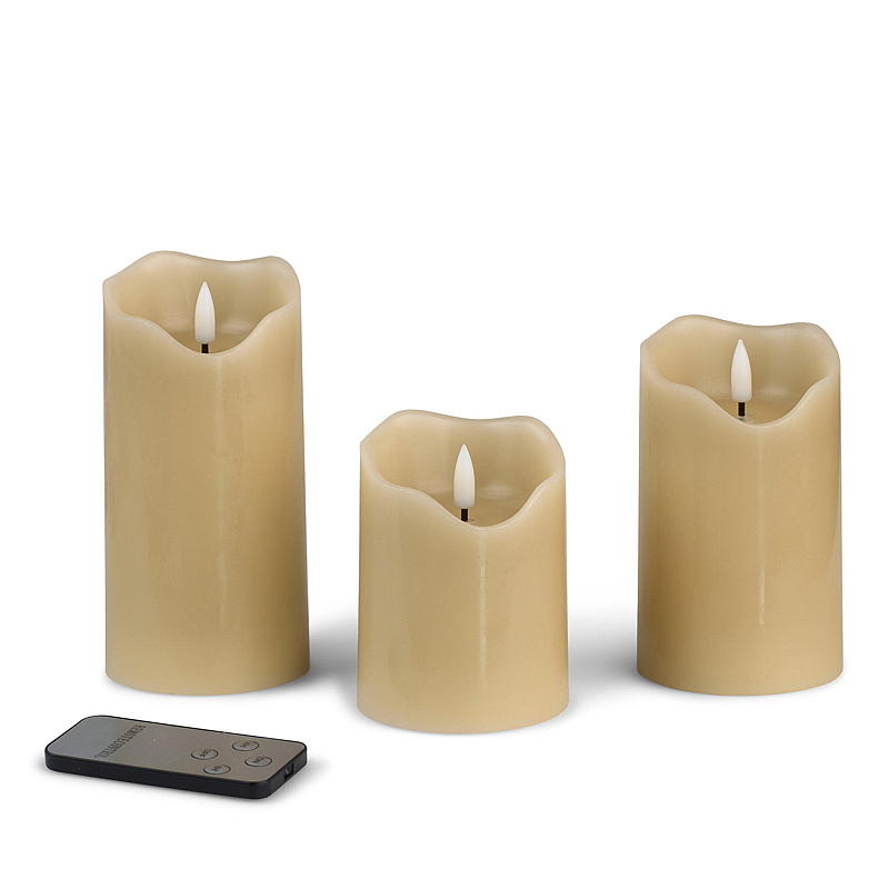 Vie Selected Kubbelys 3 stk LED m/fjernkontroll beige voks