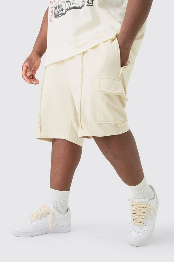 Plus lockere Cargo Jersey-Shorts mit Naht-Detail