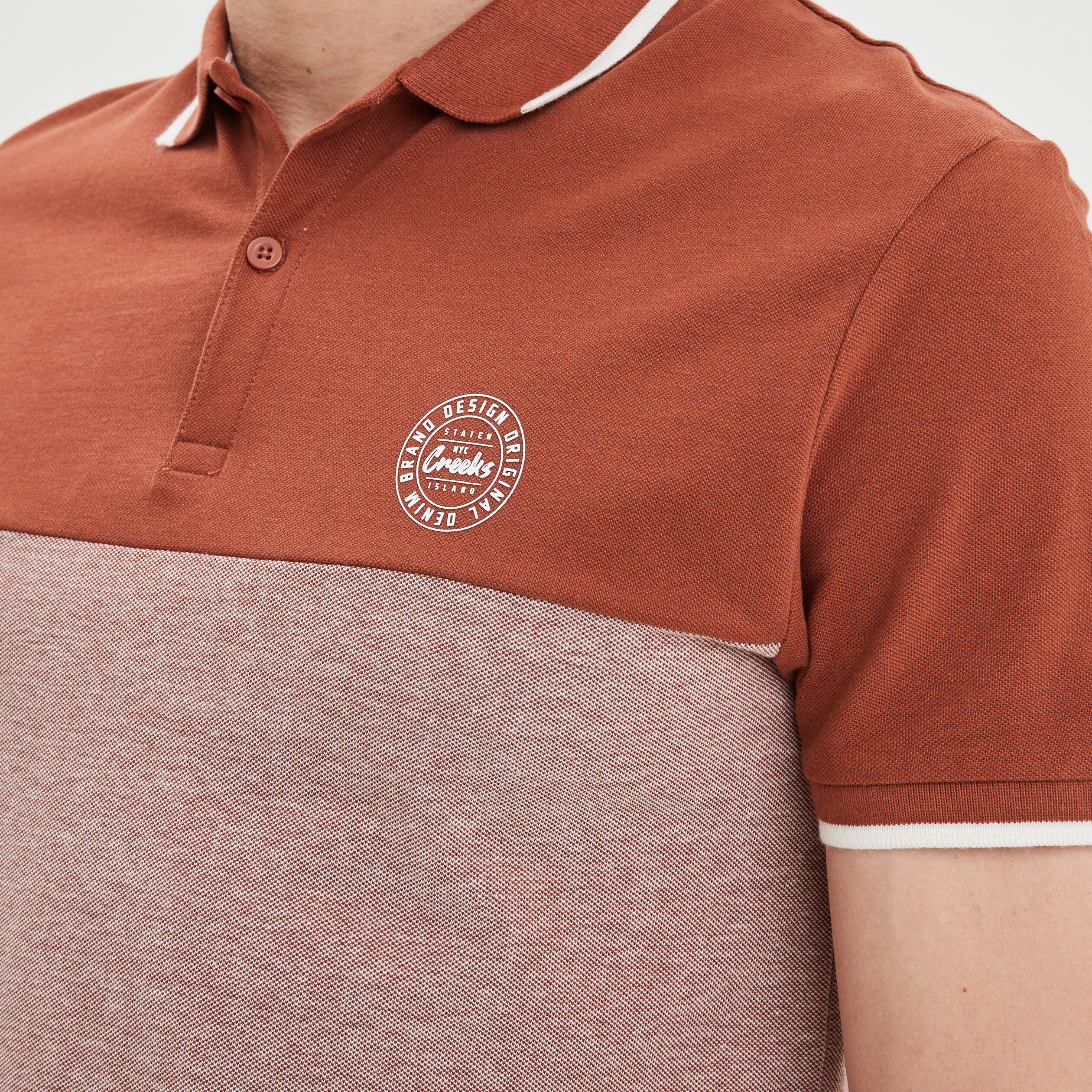 Polo manches courtes coton Creeks marron foncé homme | La Halle