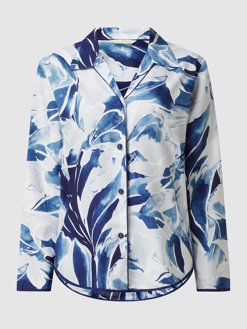 Pyjama-Oberteil aus Baumwoll-Modal-Mix Modell 'Ellie' in marineblau