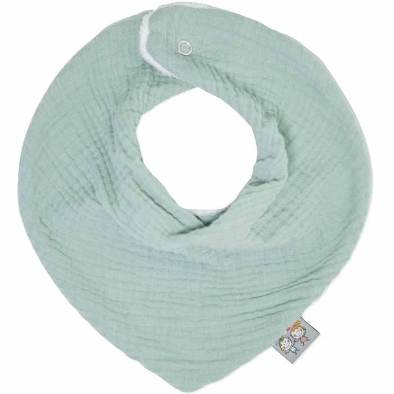 Bavoir bandana gaze de coton, Jeanne Vert de gris Dès la naissance Vert De Gris vert