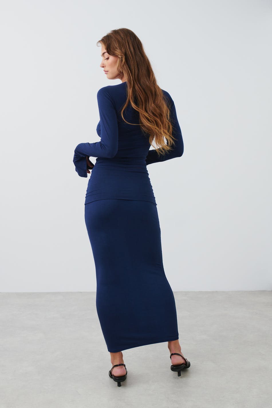 Soft touch folded maxi skirt