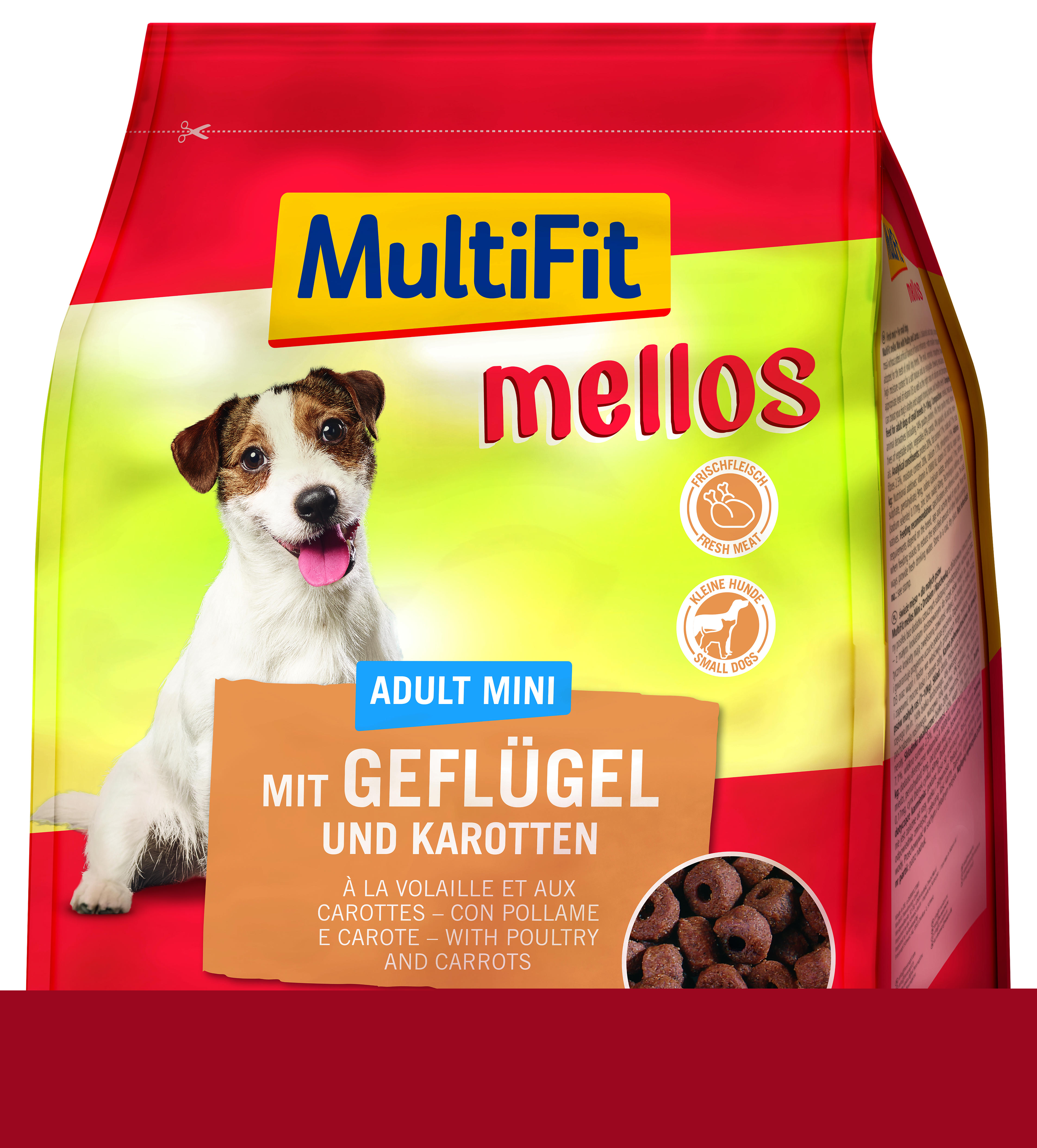 MultiFit Hundetrockenfutter MultiFit mellos Adult Mini 1 kg Geflügel und Karotten