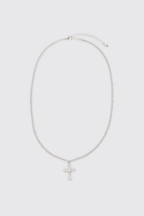 3er-Pack Perlenketten mit Kreuz-Anhänger in Silber