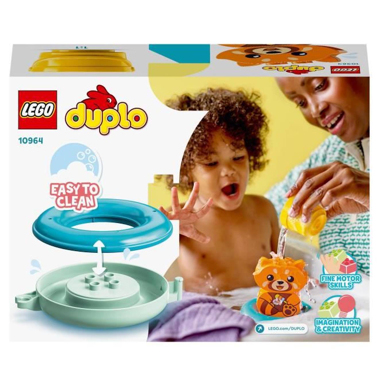 LEGO® 10964 DUPLO Jouet de Bain : Le Panda Rouge Flottant, Set Baignoire pour Bébés et Enfants de 1.5+ ans noir