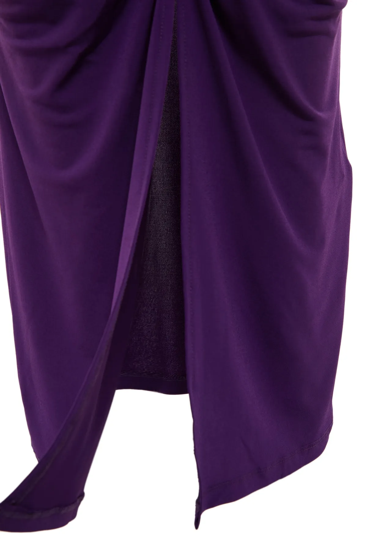 Trendyol Collection  Lila, tailliertes/körperbetontes ärmelloses, drapiertes, detailliertes Midi-Bleistiftkleid aus flexiblem Strick mit Gürtel TWOSS22EL0756
