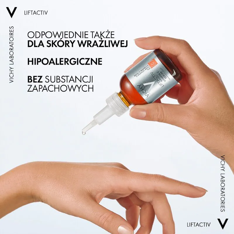„Vichy Liftactiv Supreme“ skaistinamasis serumas su vitaminu C ir 15 % gryno vitamino C.