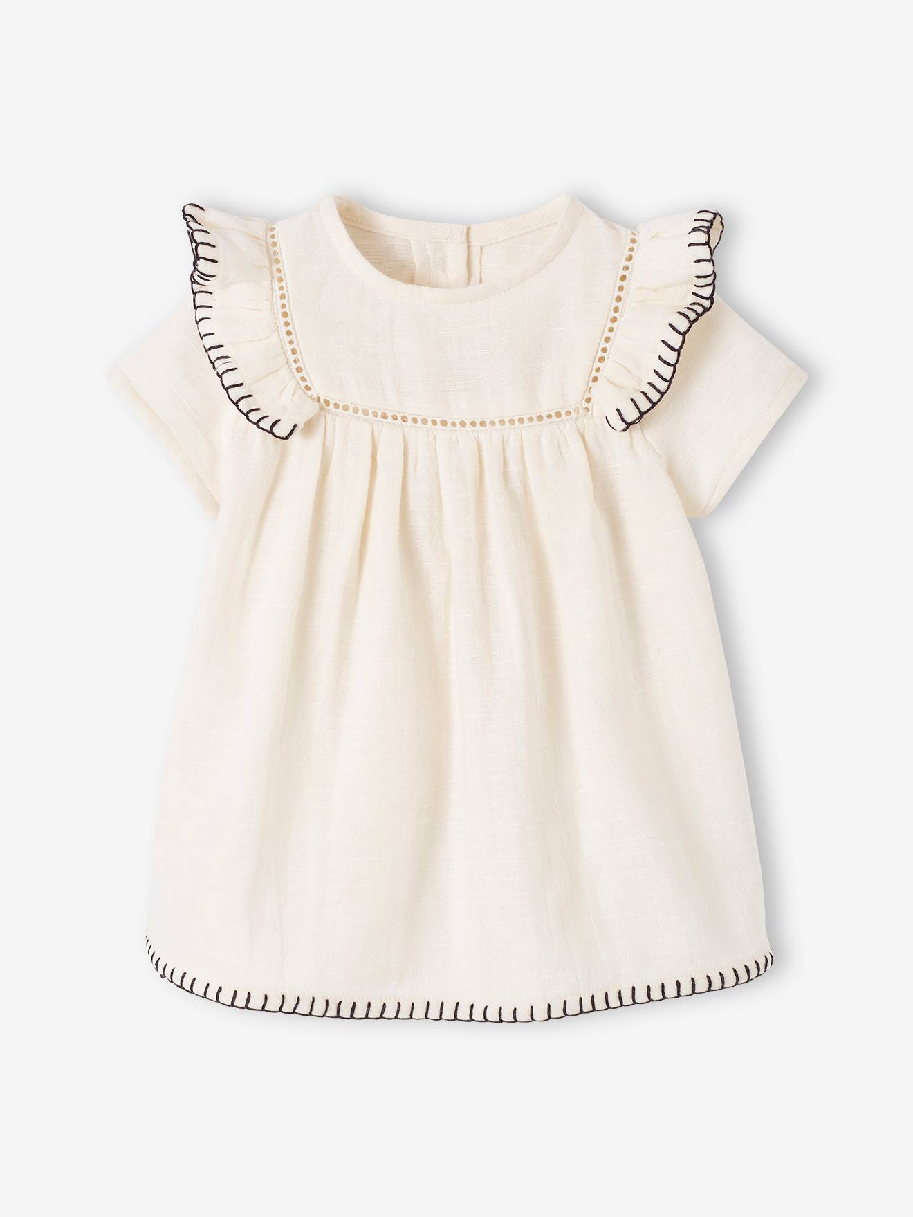 Vertbaudet Baby Kleid aus Musselin - wollweiß