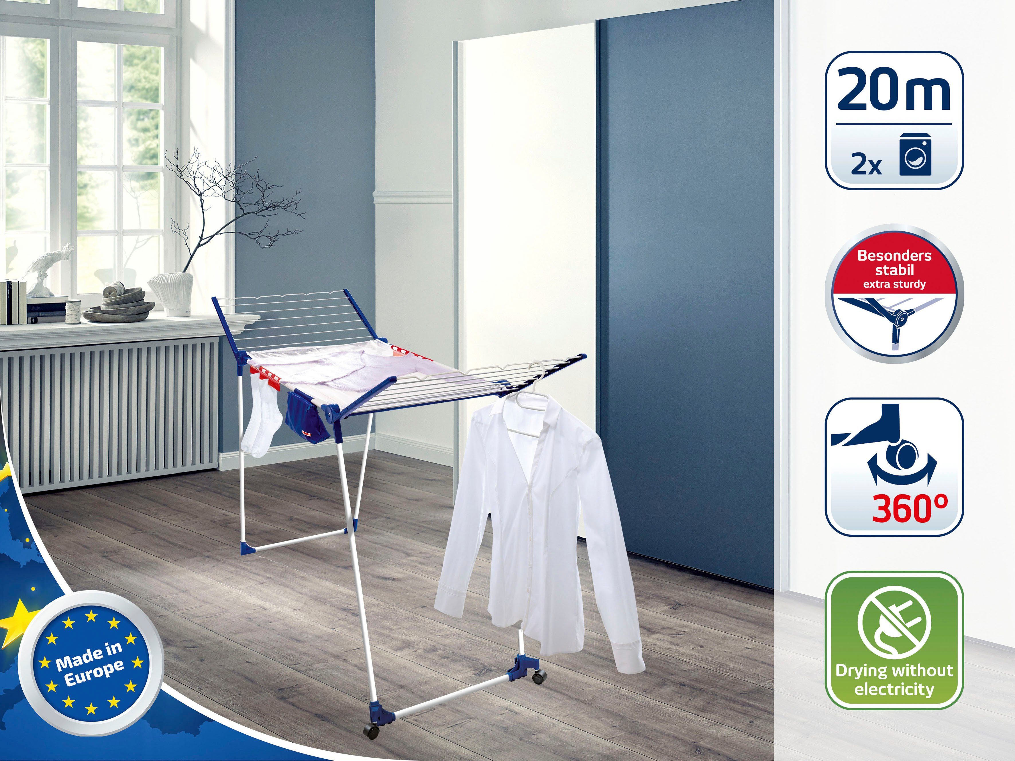 Leifheit Wäscheständer Pegasus 200 Solid Deluxe Mobile