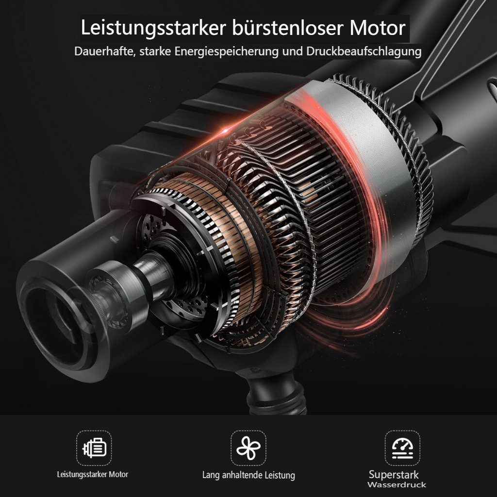 AUDEW Akku-Hochdruckreiniger, Druck max: 100,00 bar, 300W Kabelloser Hochdruckreiniger Auto Spritzpistole ohne Batterie