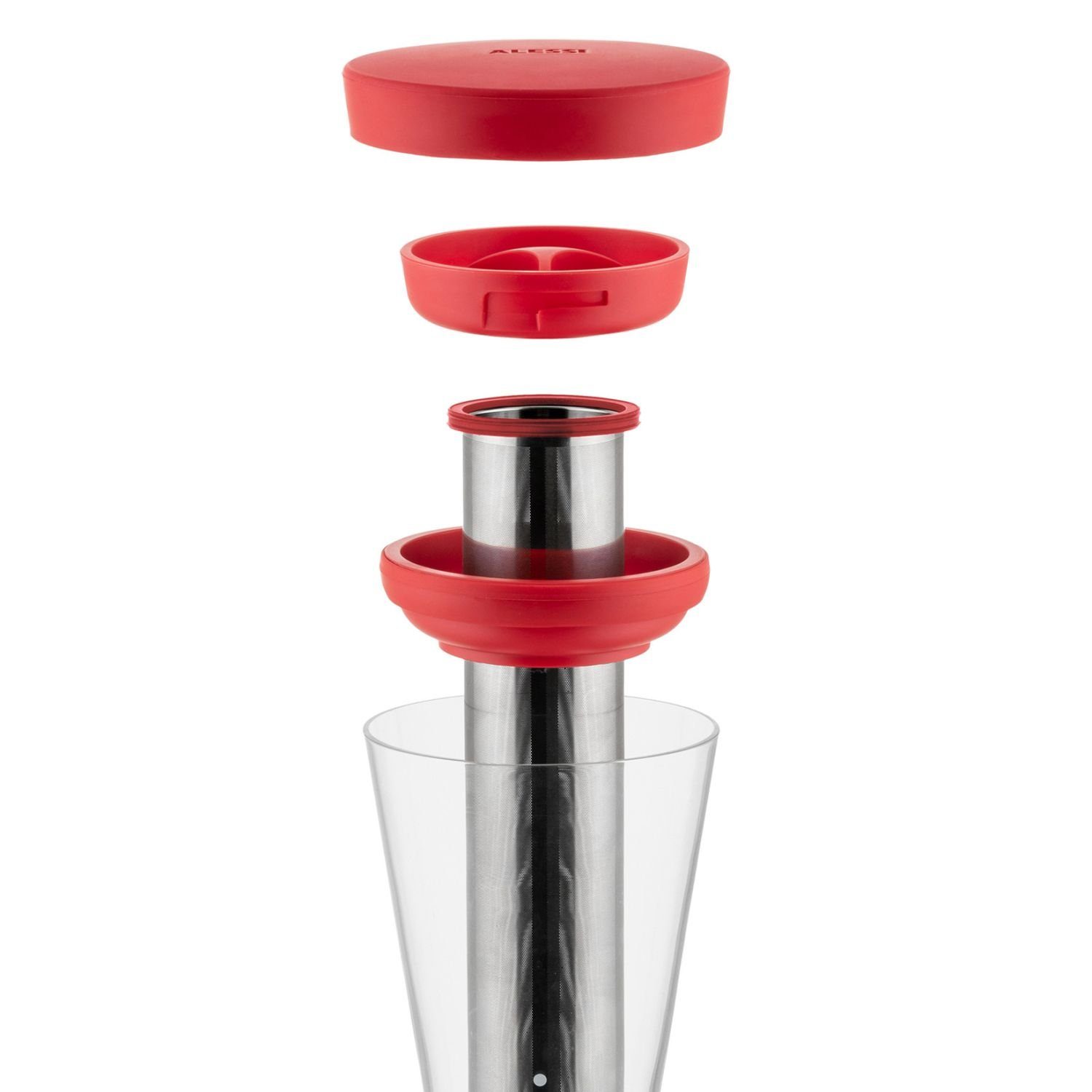 Alessi Cold Brew Zubereiter Mazagran Rot, 900l Kaffeekanne, Edelstahlfilter