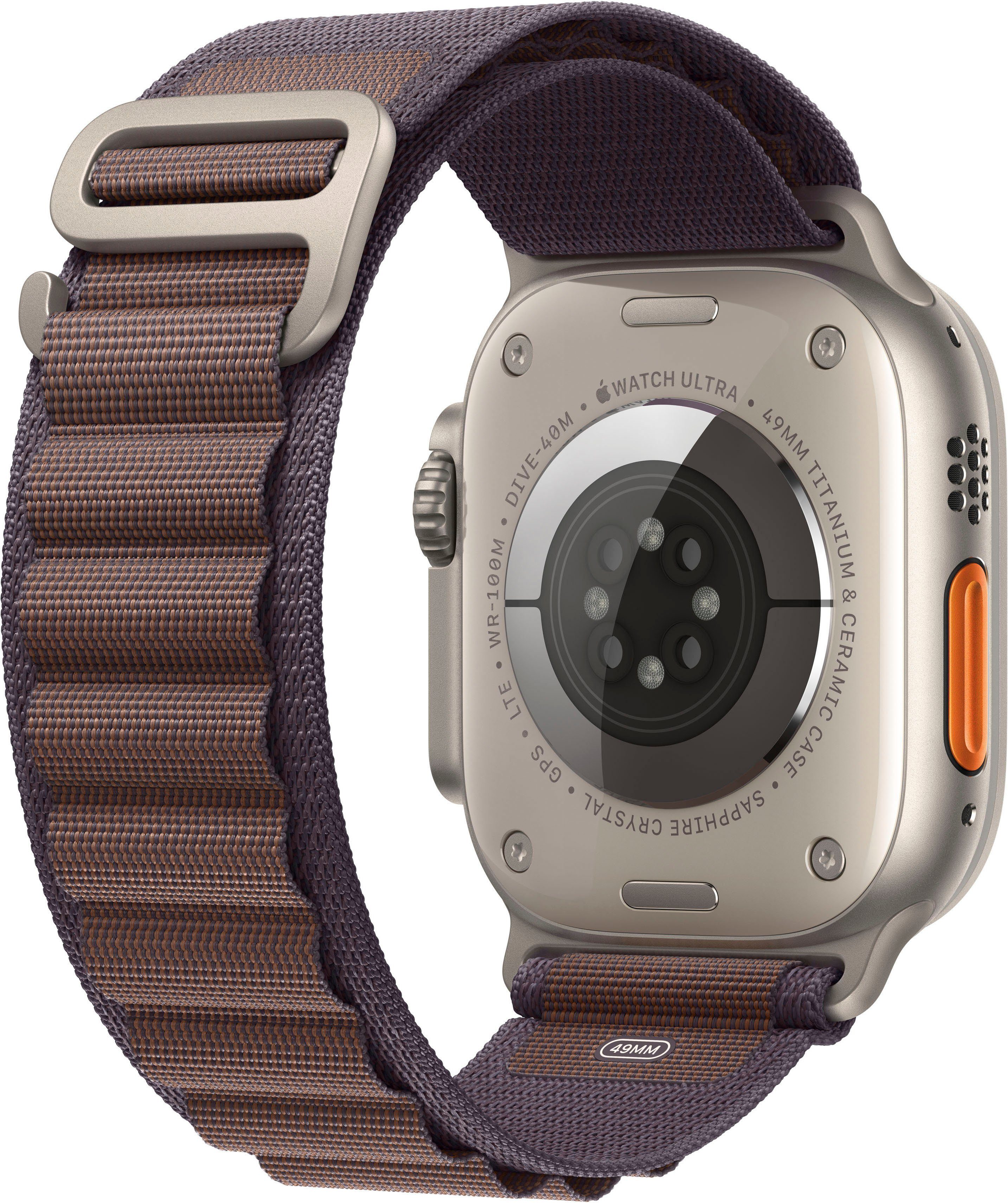 Apple Watch Ultra 2 GPS 49 mm + Cellular Titanium Large Smartwatch (4,9 cm/1,92 Zoll, Watch OS 10), Alpine Loop