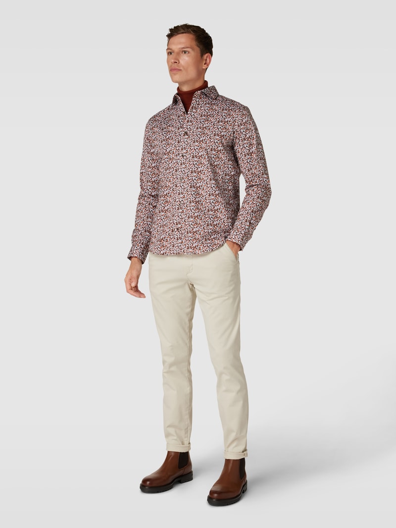 Business-Hemd mit Allover-Muster Modell 'Trostol' in apricot
