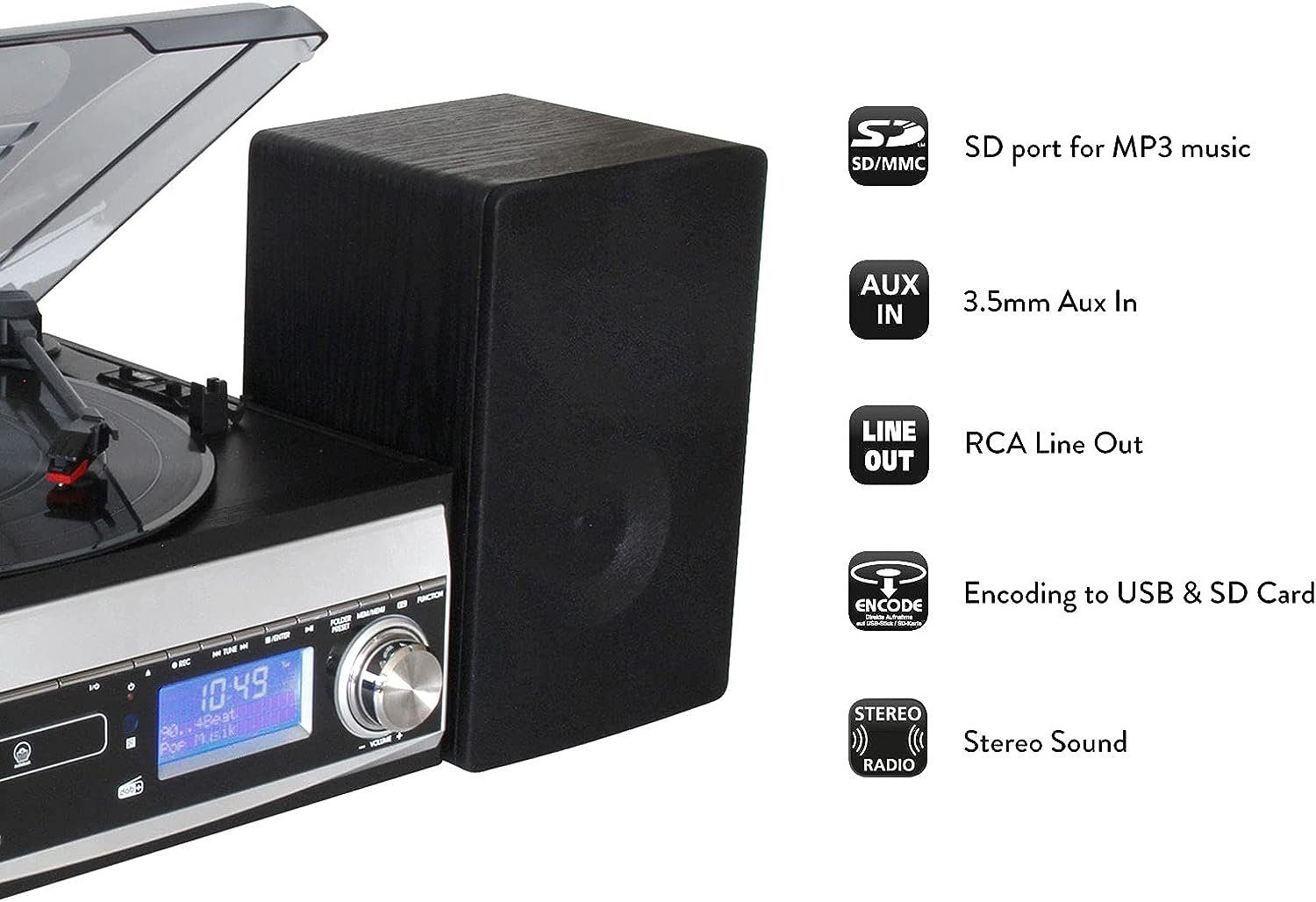 Soundmaster MCD1820SW DAB FM Music Centre CD Record Player USB SD Encoding Stereoanlage