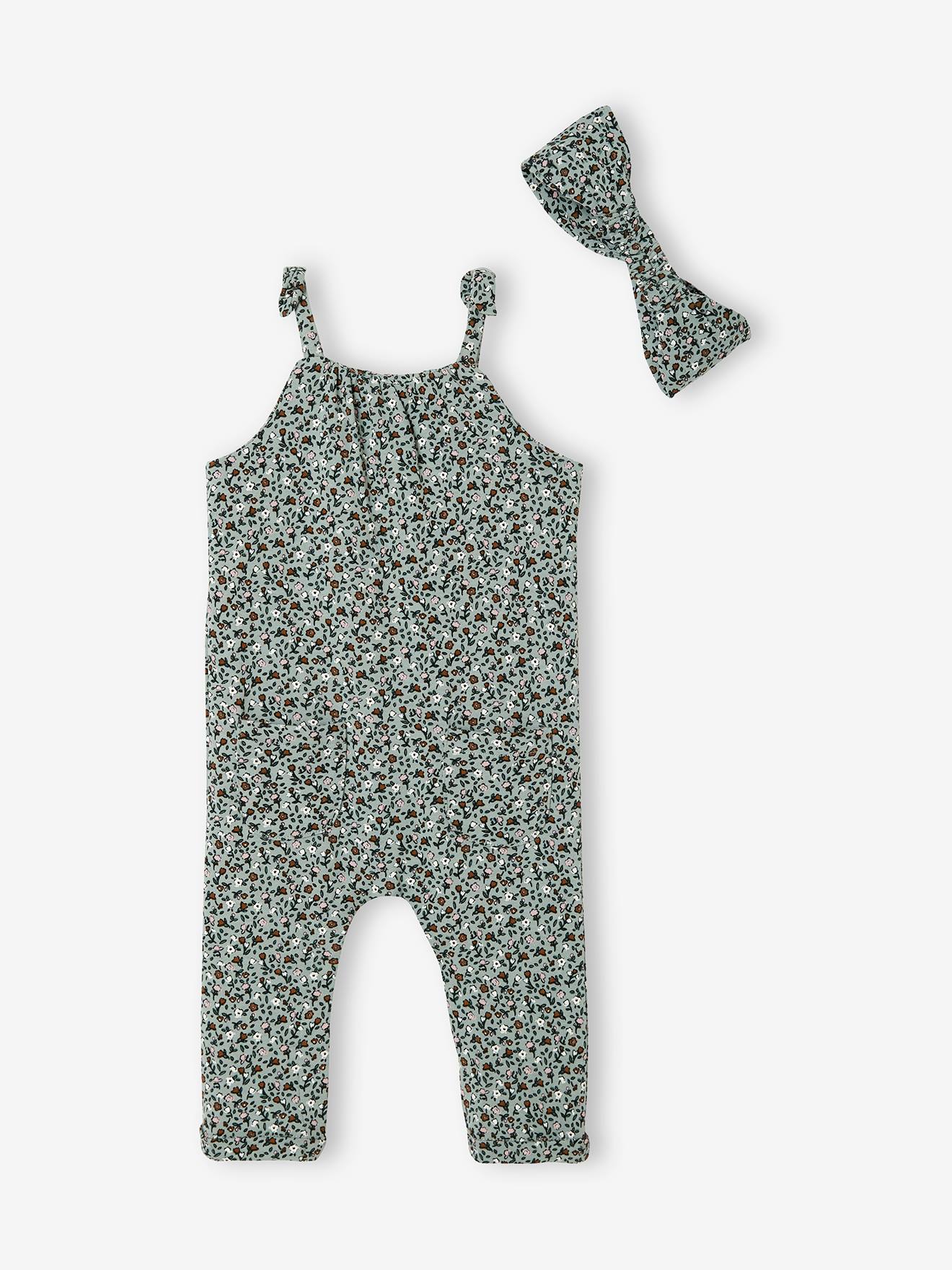 Vertbaudet Mädchen Baby-Set: Overall & Haarband Oeko-Tex - hellrosa