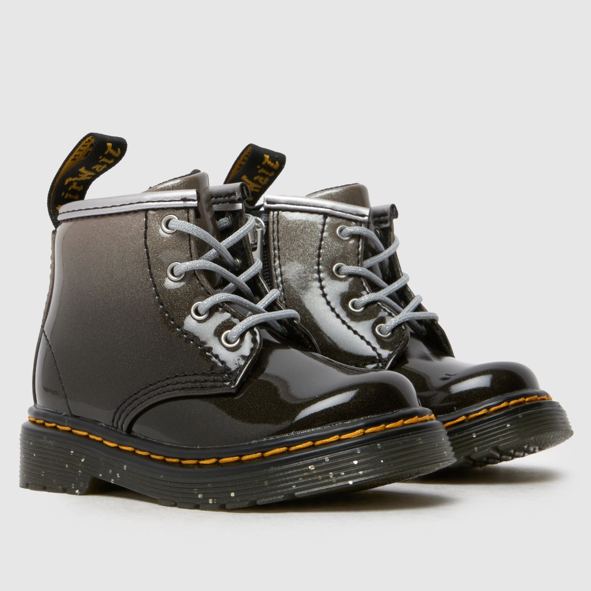 Dr. Martens fekete és ezüst 1460 csillámos lányka kisgyermek csizma