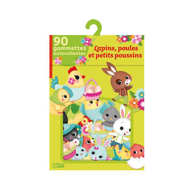 90 gommettes lapins, poules et poussins - Lito