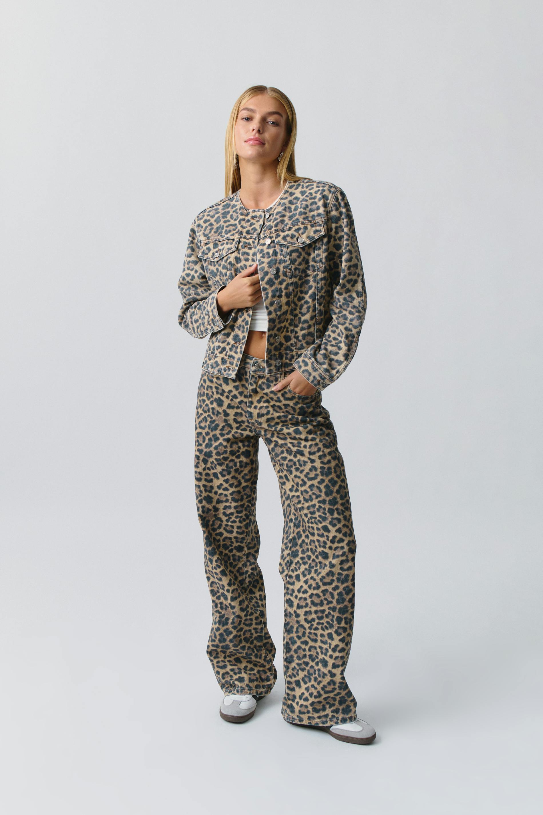 Leopard denim jacket