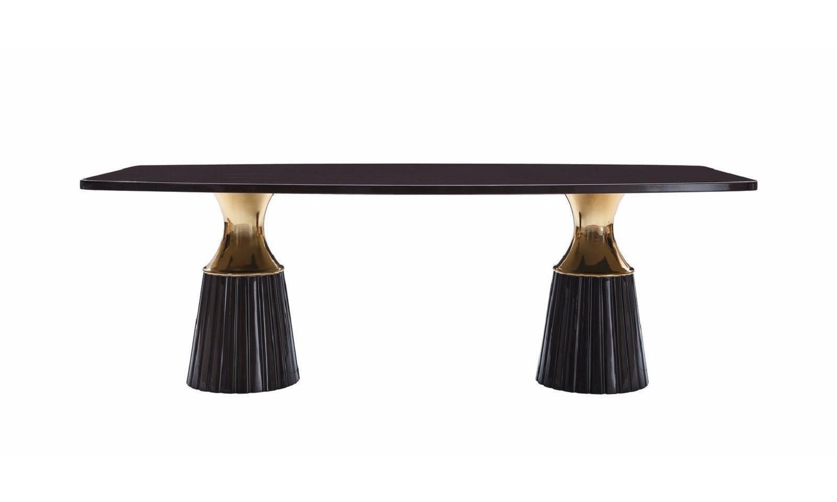 JVmoebel Esszimmer-Set Luxus Essgruppe Essecke Esstisch Stühle Schwarz 9tlg Esszimmer Holz, (9-St., 1x Esstisch+6x Stühle+1x Sideboard+1x Spiegel), Made in Europa