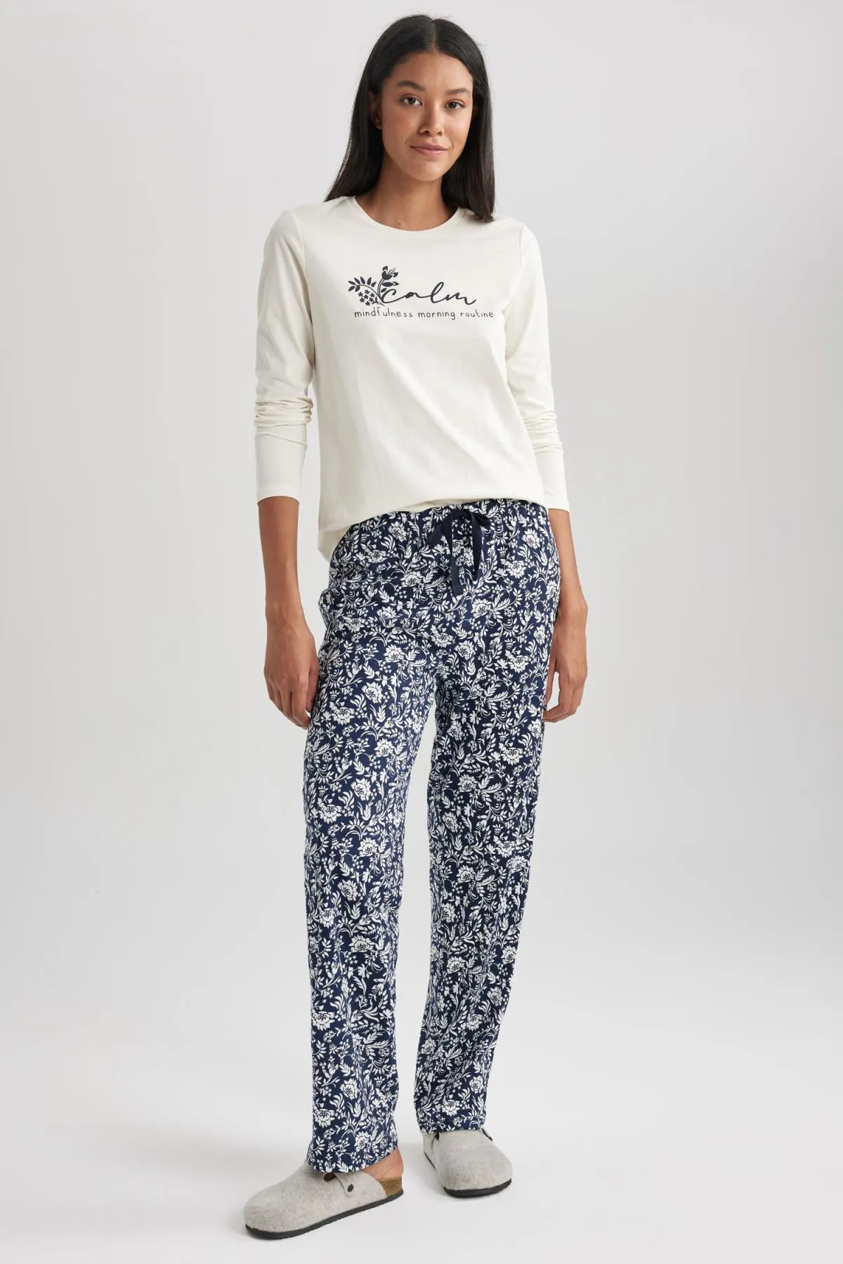 DeFacto  Langarm-Pyjama-Set „Fall in Love“ mit Muster