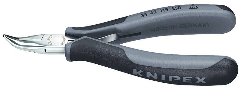 Knipex Elektronische gebogene Zange 35 42 115 ESD Kugellager Chromstahl 23 mm Schwarz, Grau