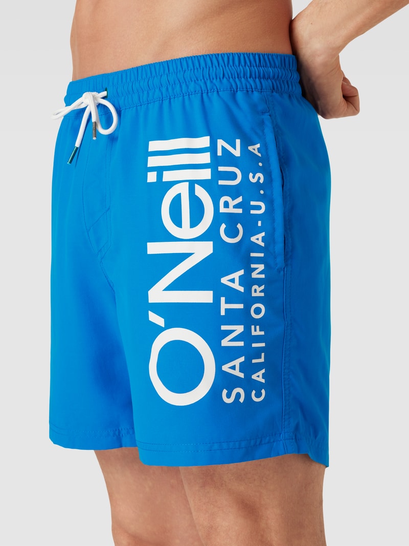 Badehose mit Label-Print Modell 'Original Cali' in royalblau