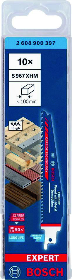 Bosch Blue Accessories 2608900397 Expert ‘Træ med metalnedrivning’ S 967 XHM bajonetsavklinge 10 dele