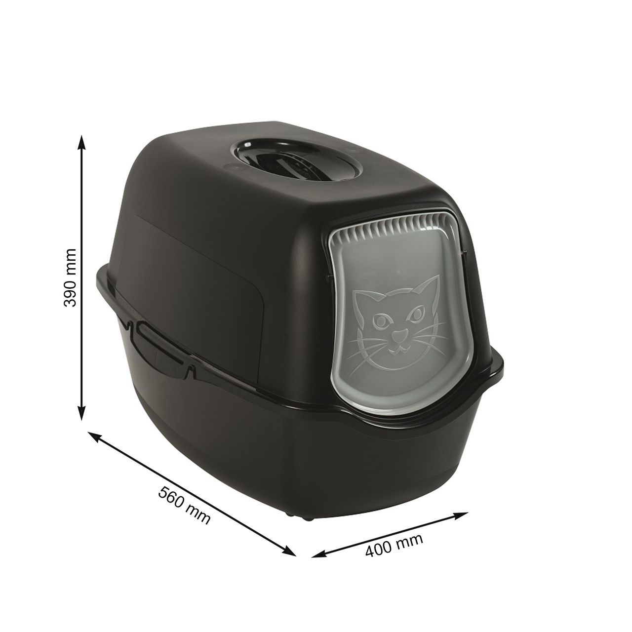 Rotho Babydesign Rotho MyPet Eco Bailey Katzentoilette mit Deckel und Aktivkohlefilter, schwarz (recycelt)