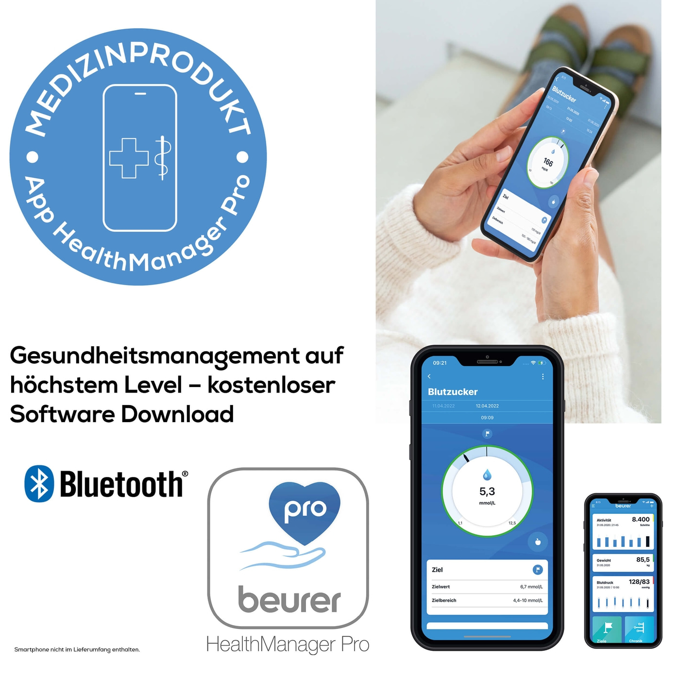 Beurer Blutzuckermessgerät GL 49 mmol/L-Einfach Messergebnisse interpretieren mit Zielbereichskala