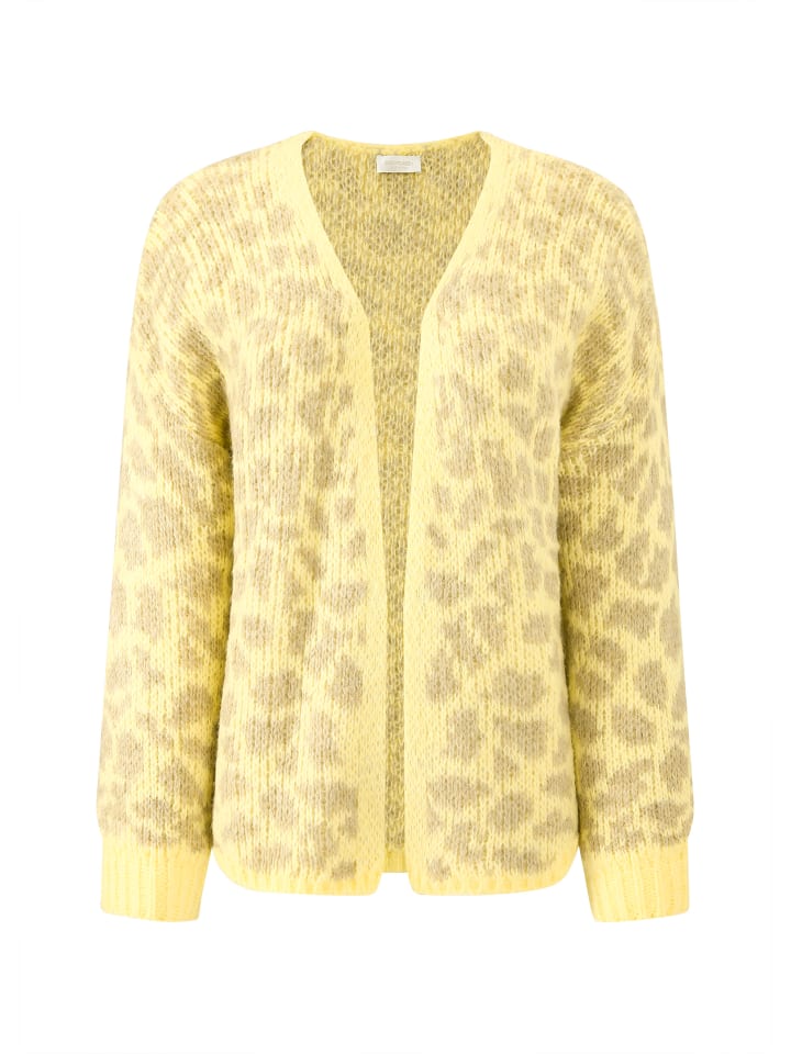SASSYCLASSY Kurzer Cardigan mit Leo-Print in Gelb günstig kaufen