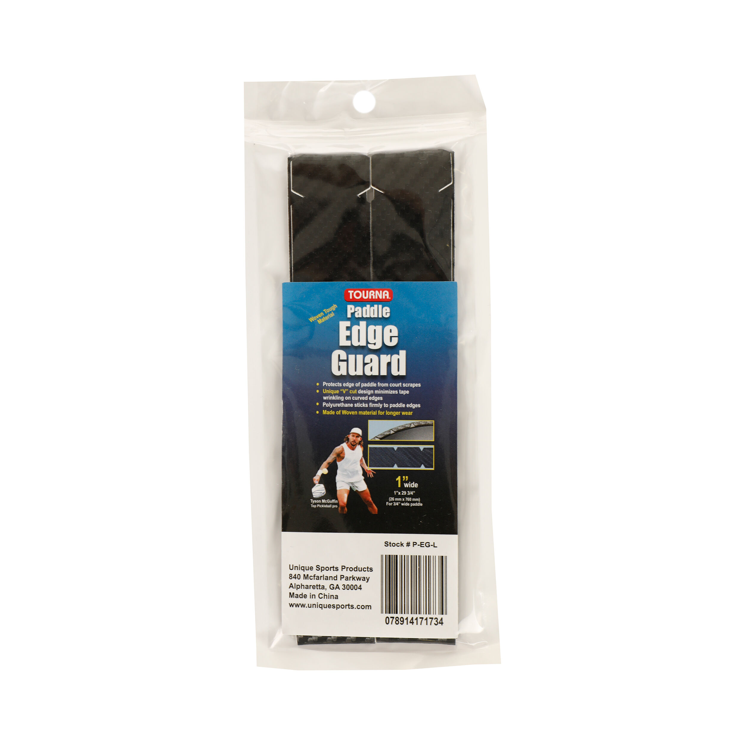 Padel Edge Guard Wooven 19mm Pickleball Rahmenschutzband - Schwarz