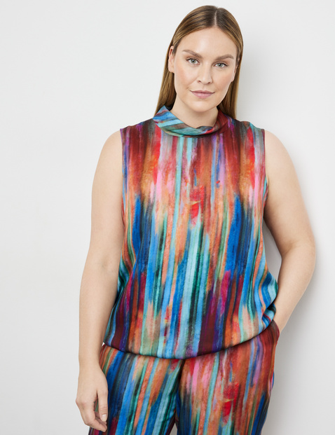Ärmellose Bluse mit Stehkragen