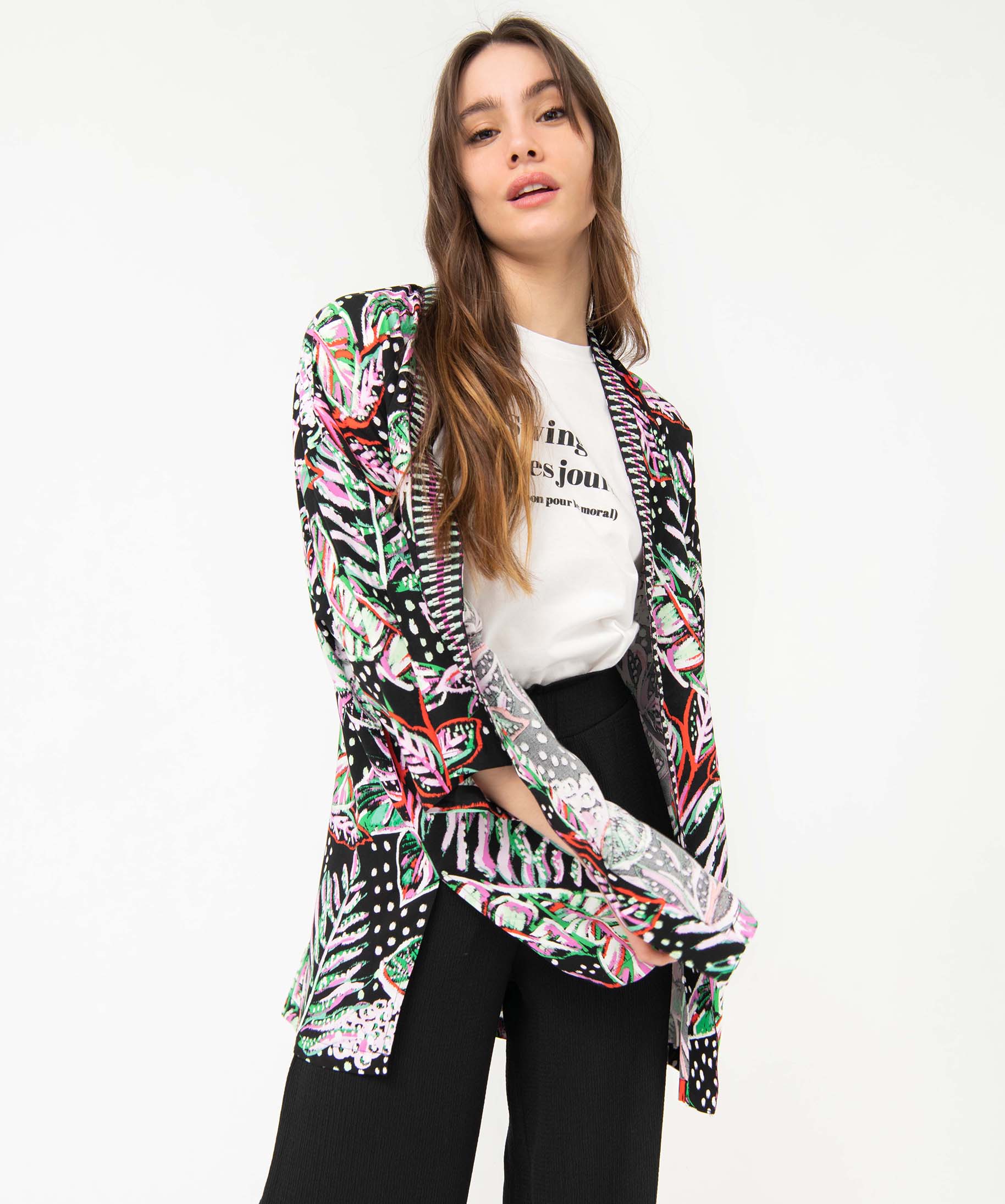 Veste femme fluide faon kimono à motifs exotiques imprime | GEMO