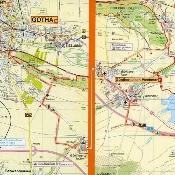 Thüringer Städtekette Radwander- und Wanderkarte 1 : 35 000 - Wanderkarte