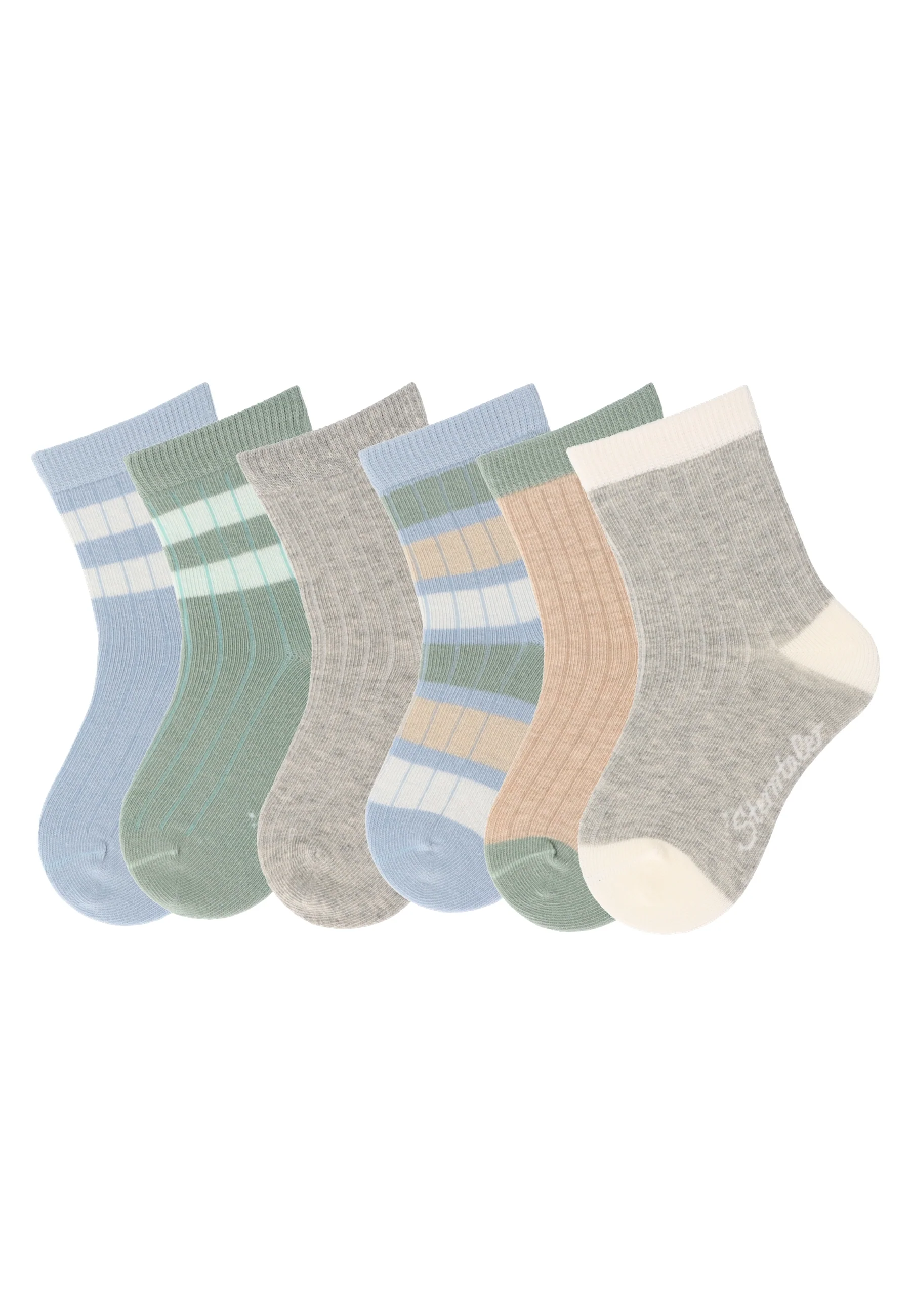 Socken im 6er Pack mit Rippenoptik in graublau