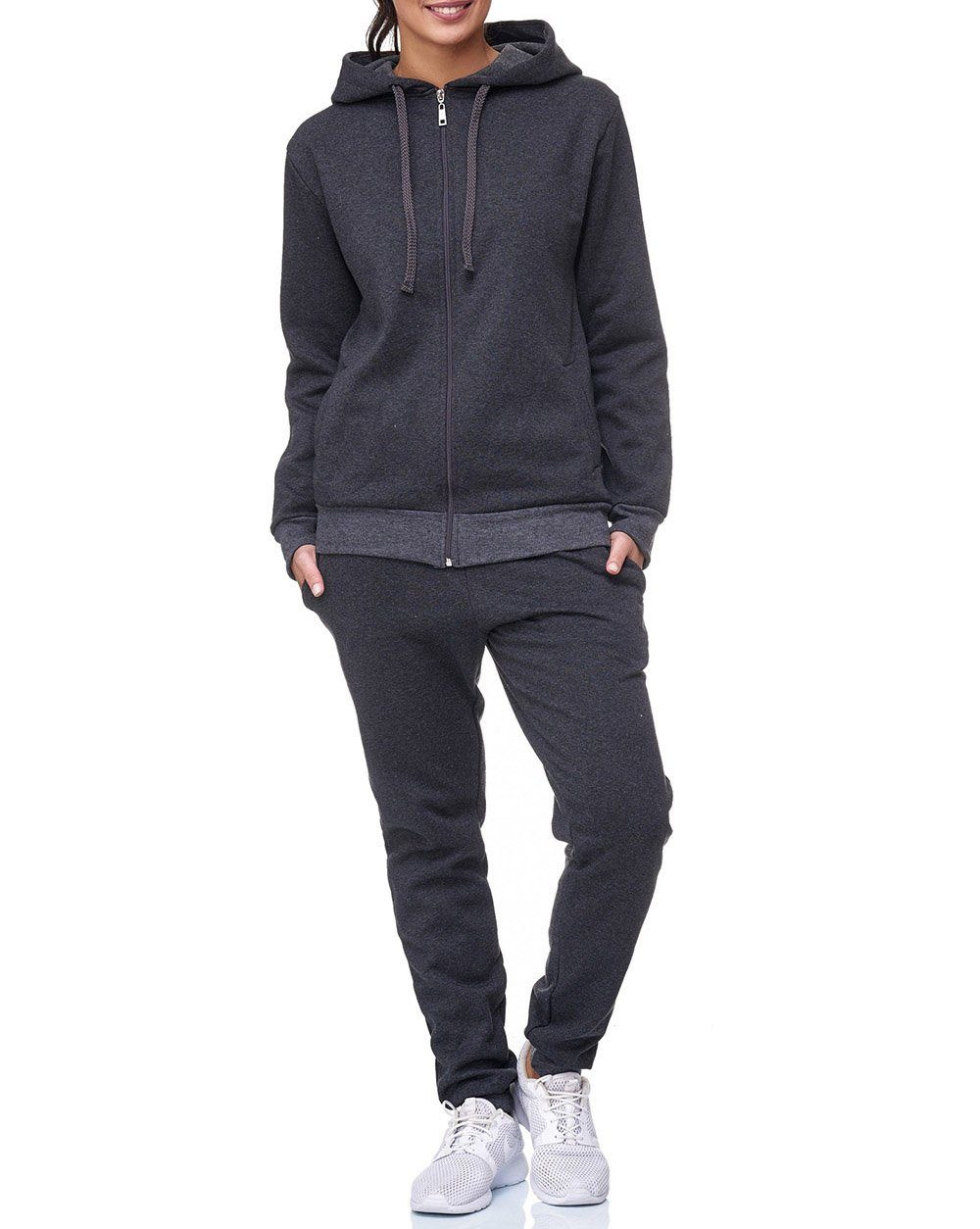 Code47 Jogginganzug Uni Colour Damen Jogging Anzug Jacke Sport Hose Fitness Hoodie Hose (Sportanzug Trainingsanzug Fitnessanzug, 2-tlg)
