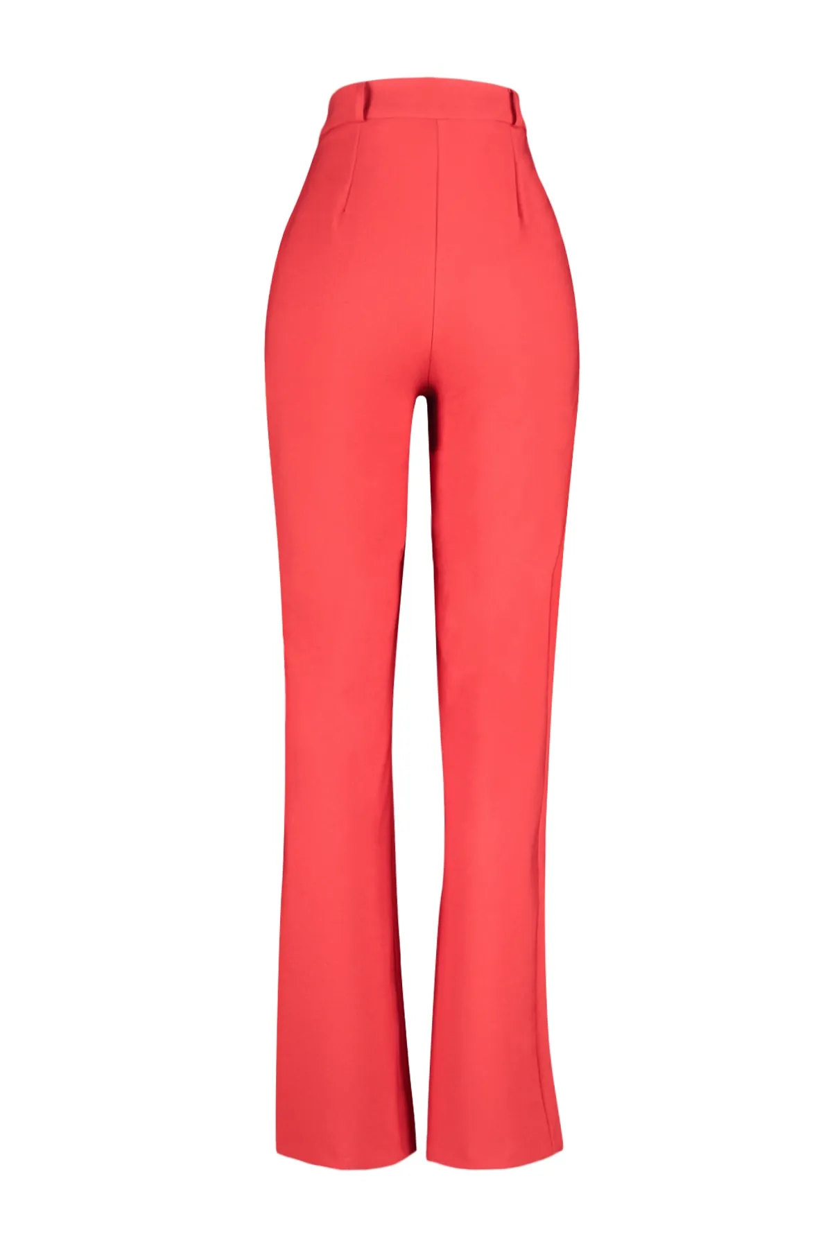 Trendyol Collection  Rote, gerade geschnittene, plissierte Webhose mit weitem Bein TWOSS21PL0155