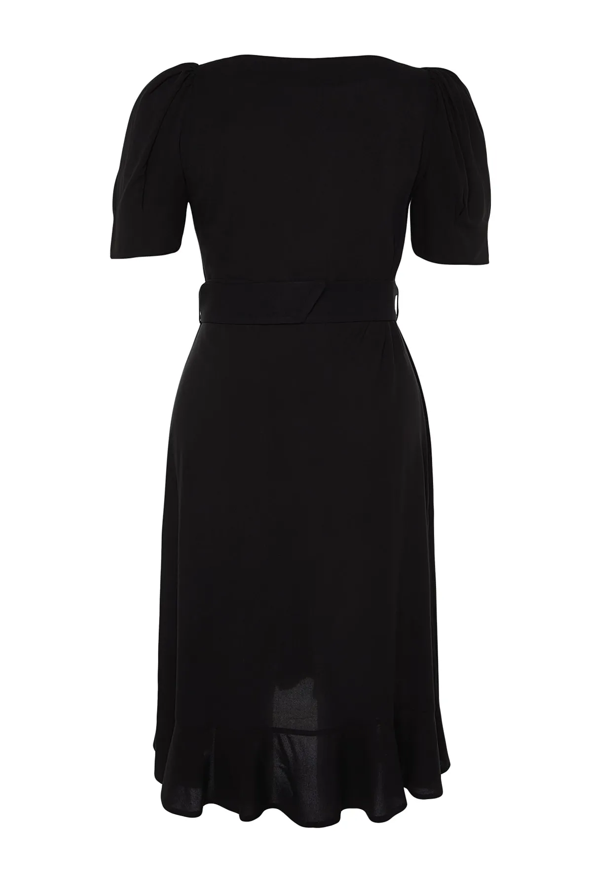 Trendyol Curve  Schwarzes gewebtes Kleid mit Gürtel TBBSS22EL3021