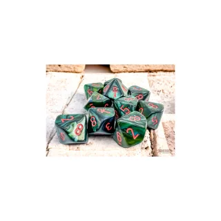 Scarab Jade/red Ankh Green/red numbers D10 Dice Block (10)