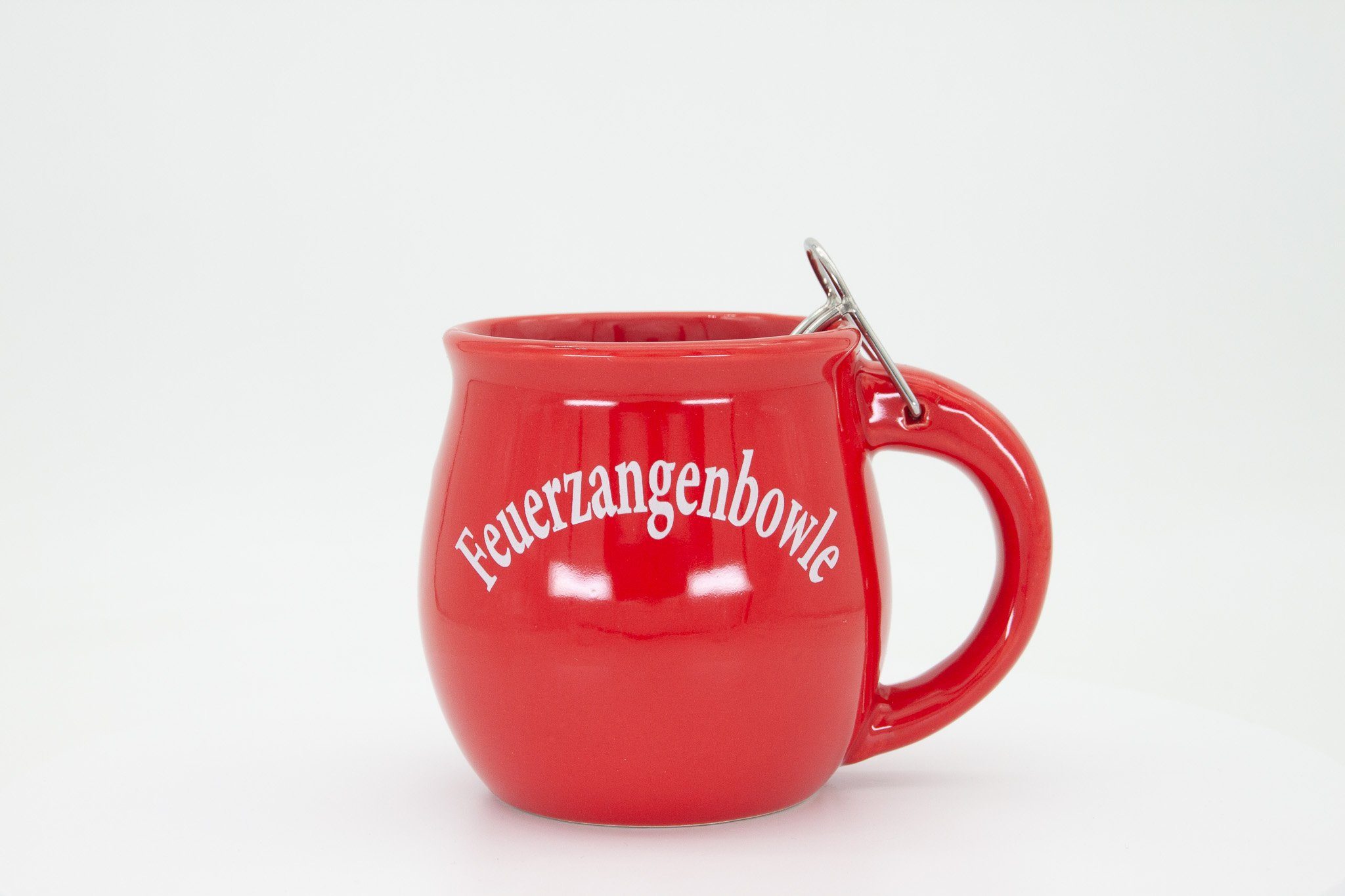 Feuerzangentasse Bowle-Set Feuerzangentasse 1er-Set (Feuerzangenbowle Set, 5-tlg., 1x Feuerzangentasse, 3x Zimtzuckerhütchen, 1x Rezeptheftchen), hitzebeständige Keramik, Edelstahl-Feuerzange