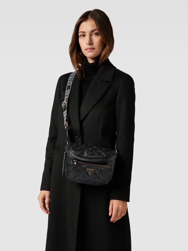 Umhängetasche mit Label-Detail Modell 'POWER PLAY MINI' in schwarz