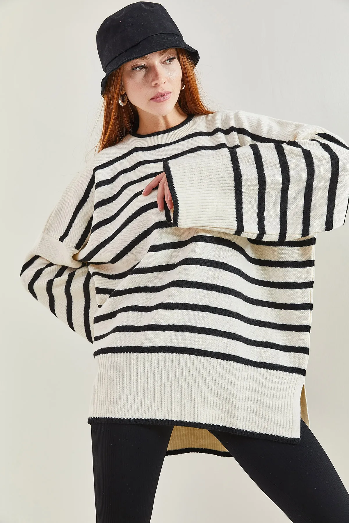 Bianco Lucci  Gestreifter Oversize-Strickpullover für Damen
