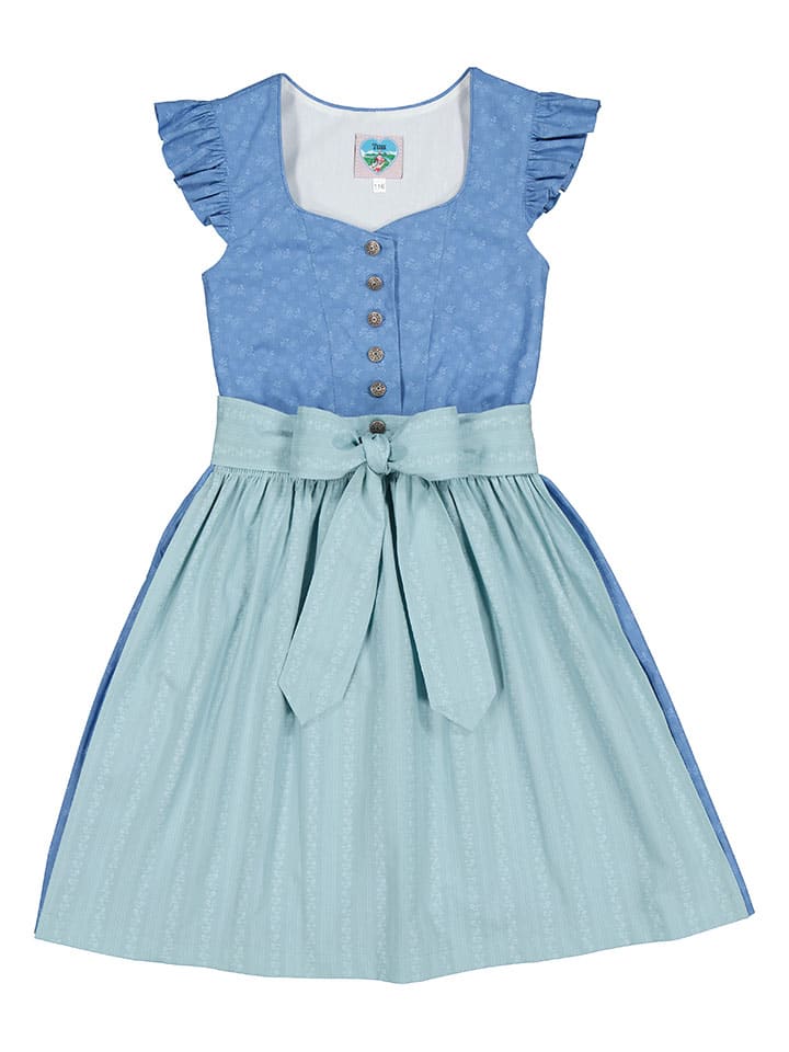 Turi Landhaus Dirndl in Blau/ Mint günstig kaufen