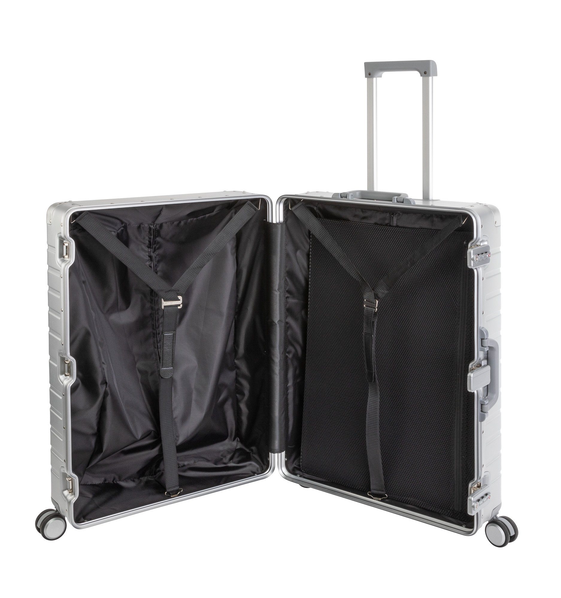 Travelhouse Hartschalen-Trolley Oslo, 4 Rollen, Aluminium Hartschale TSA Zahlenschloss Schnappverschluss